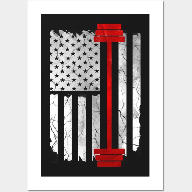 American Flag weight lifting Wall Art by missalona